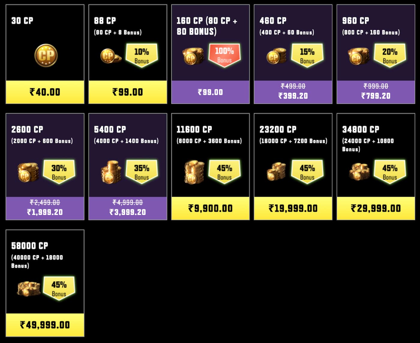 Items in CODM Webstore in India