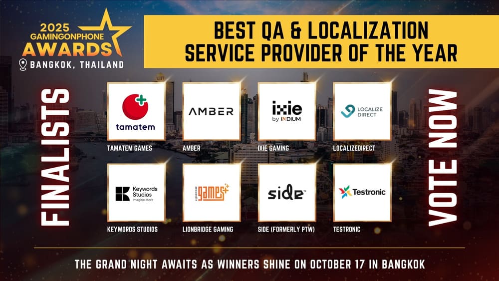 GamingonPhone Awards 2025 - Best QA & Localization Service Provider Of The Year
