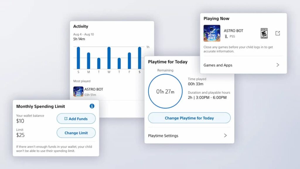 Playstation Family app interface